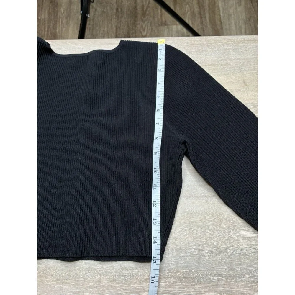 Aritzia Babaton Sculpt Knit Crew Cropped Longsleeve Black Size Large